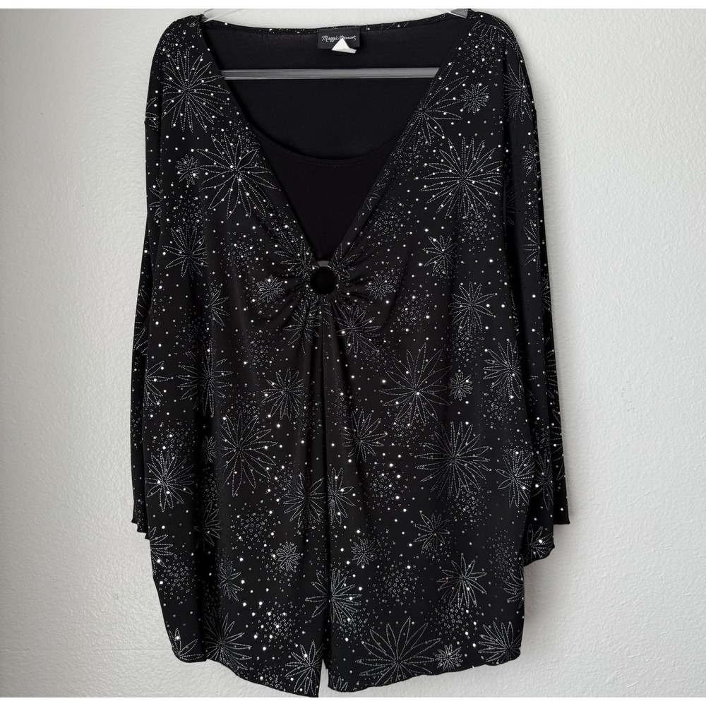 Vintage Sequins Top Whimsigoth Goth Witchy Fairy Space Core Goth 2X Bell Sleeves
